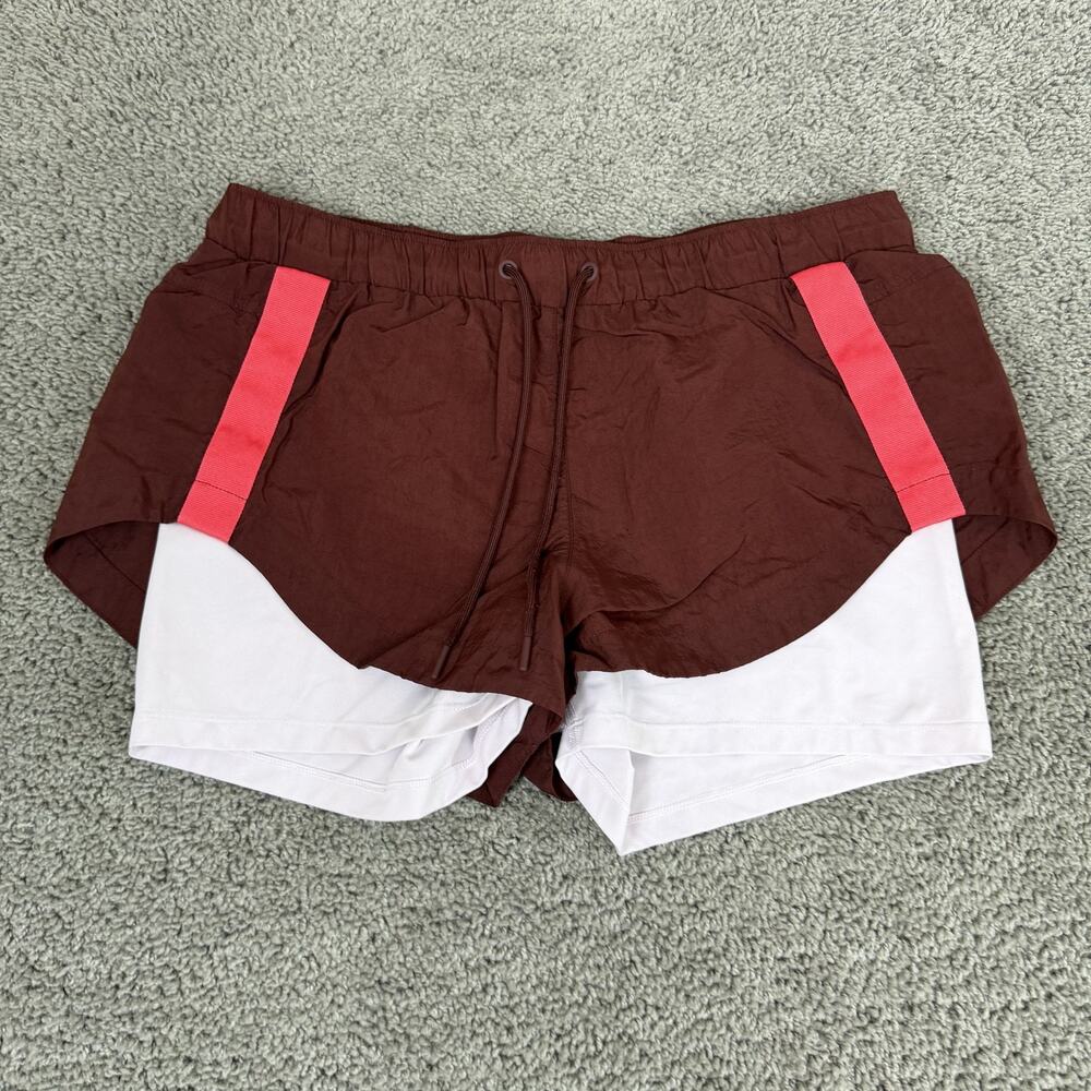 New Balance X Bandier Shorts Womens Large Brown Colorblock Running Athletic